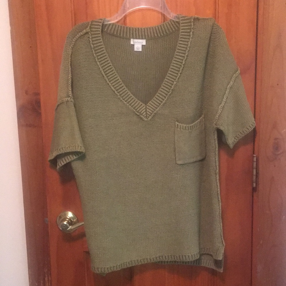 Sundance sweater short sleeve 100% cotton sage green size L
